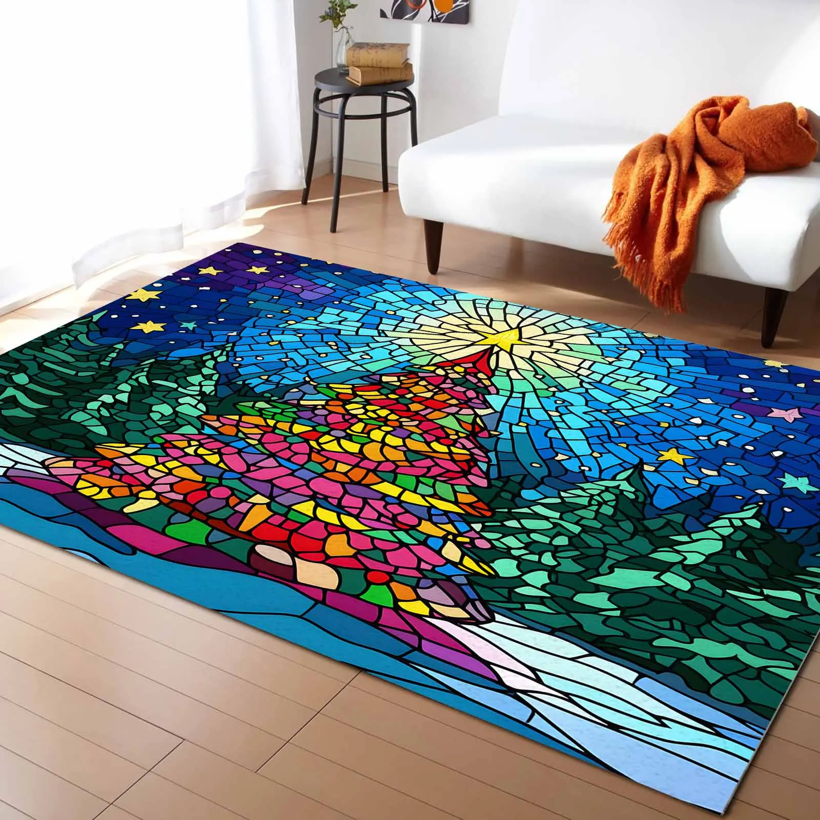 Christmas And Winter Colored Glass Living Room Floor Mat Children's Room Bedroom Bedside Carpet Kitchen Door Mat