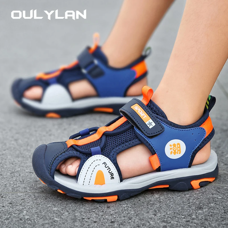 Sandal olahraga Breathable sandal musim panas untuk anak perempuan anak laki-laki kasual pantai nyaman sol lembut sepatu anak-anak Fashion Non-slip Sandalias