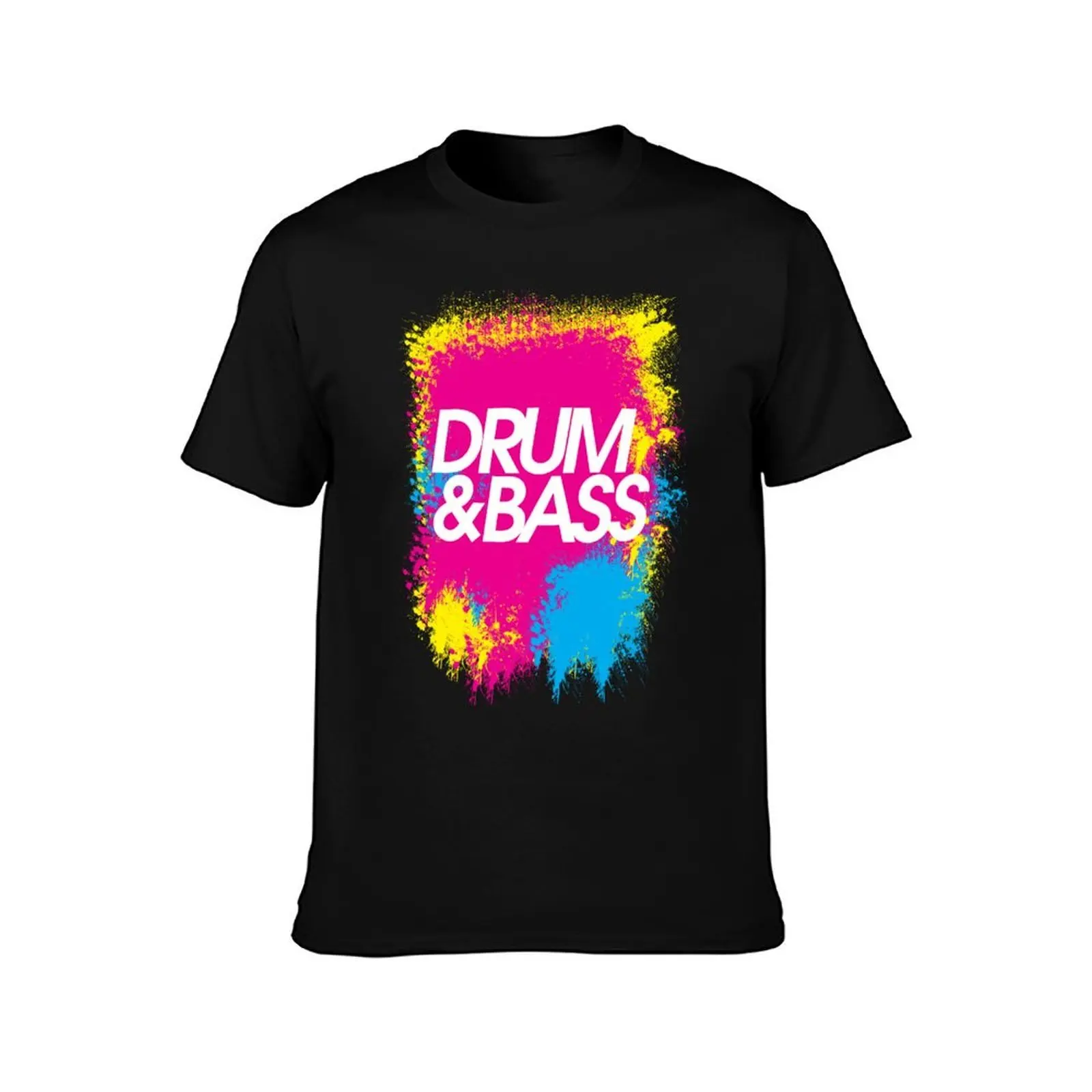 Drum & Bass (splash) T-Shirt, Summer Casual Cotton Tee, Oversized Streetwear Tops, Vintage Graphic Print, Loose Fit Short Sleeve