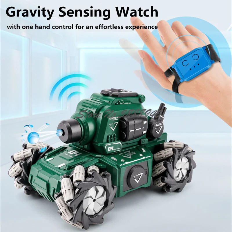 Elektryczny zegarek z czujnikiem zdalnego sterowania Bomba wodna Czołg samochodowy 2.4G 360 Stunt Rotation Stunt Multiplayer Battle Drift RC Tank Toy Car