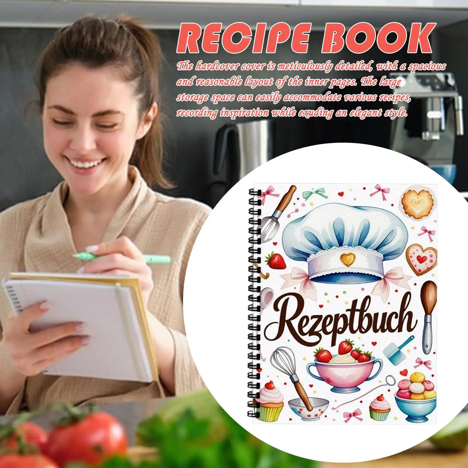 Recipe Book Binder Personal Recipe Binder Cookbook Hardcover Notebook Diet Organizer For Kitchen Cooking Baking Food Meals Salad