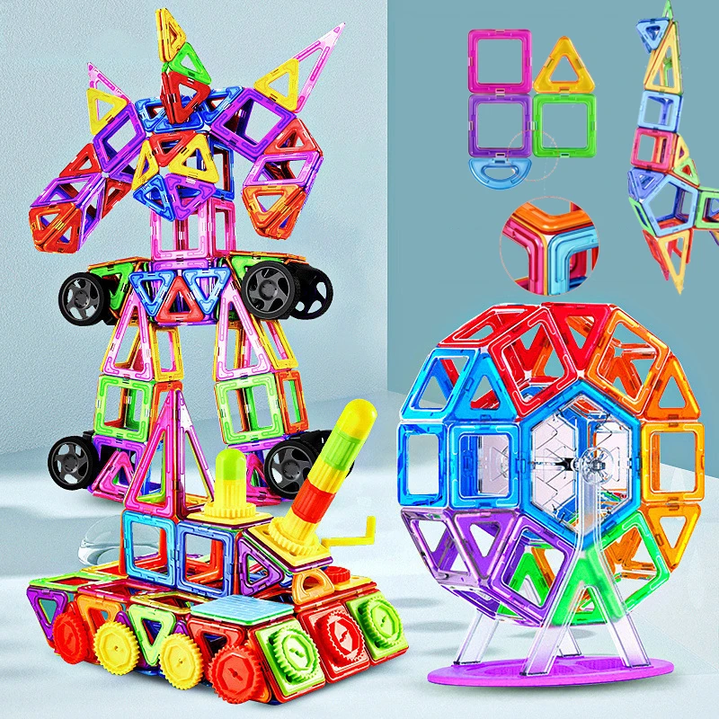 Big & Mini Magnetic Building Blocks Accessories Magnetic Constructor Designer Set Educational Magnet Toys for Children Gifts