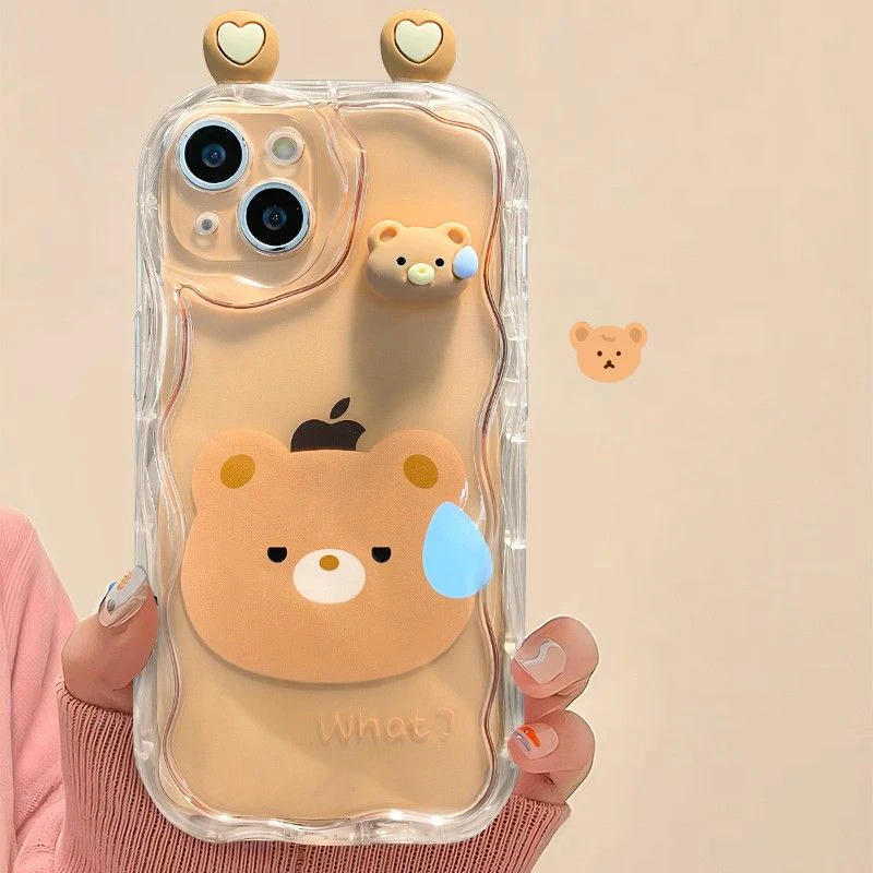 Cute 3D Bear Rabbit Case for Samsung Galaxy S23 S22 S21 Ultra Plus S20 FE A73 A72 A71 A54 A53 A52 A51 A50 A50S 4G 5G Soft Cover