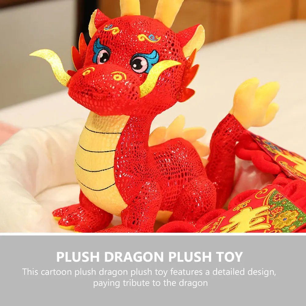 

2024 Chinese Zodiac Mascot Stuffed Dragon Decorative Animal Gift for Year of The Lucky Symbol Home Decor