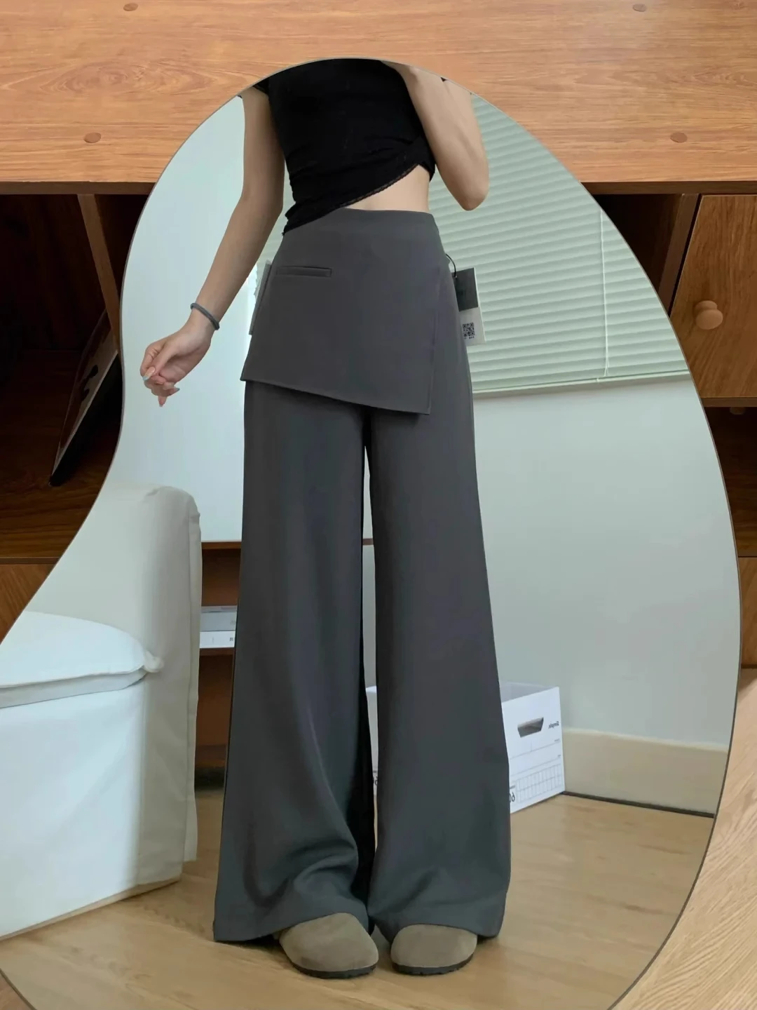 

Korean Style High Waist Straight Leg Suit Pants Women's Summer New Grey Long Pants Casual Comfortable Wide Leg Trousers