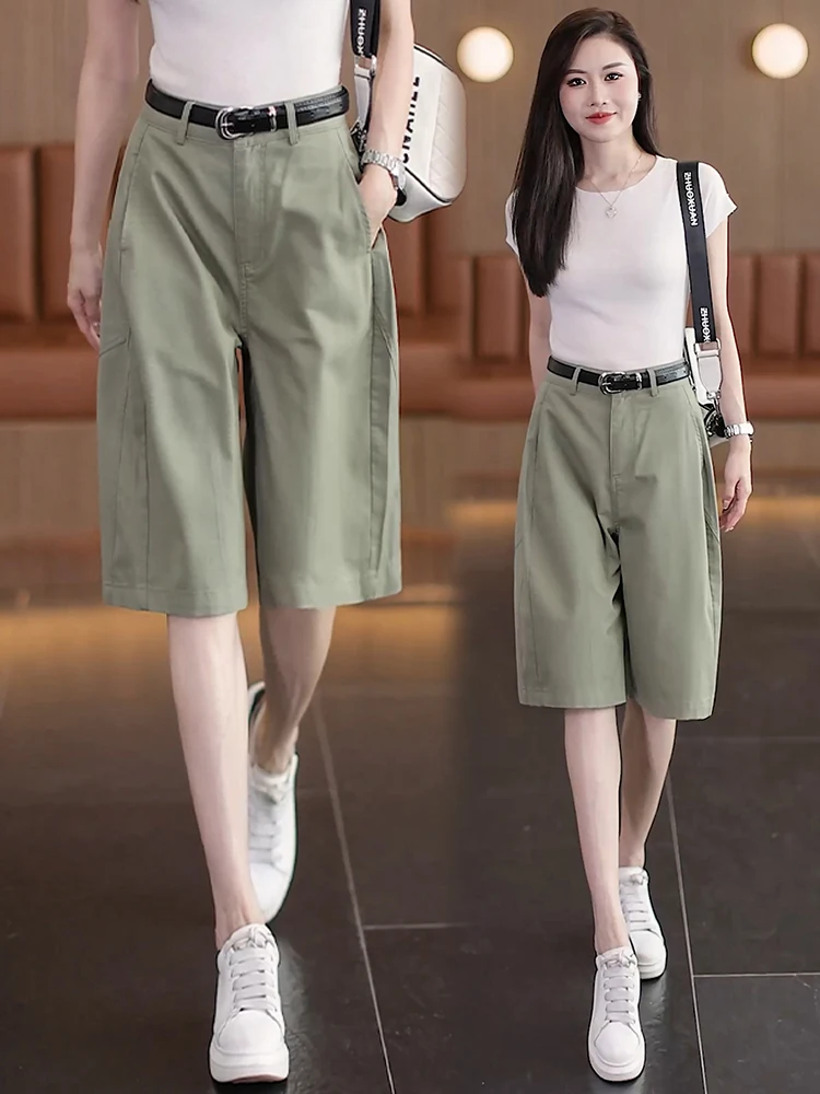 

Новые летние повседневные шорты-бриджи Tianli из хлопка с высокой талией, свободные, широкие, дышащие, удобные, для женщин