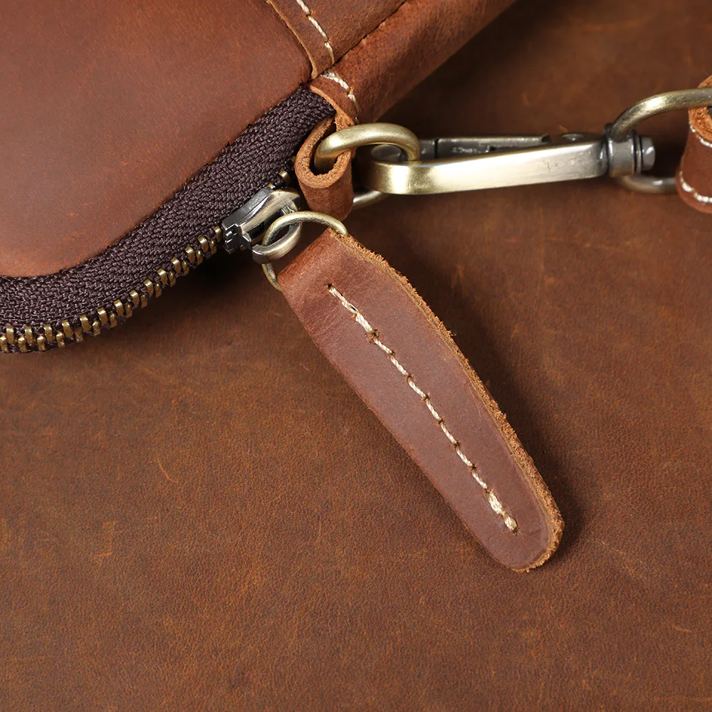 S.WORKER Vintage Echtleder-Umhängetaschen Crazy Horse Handgefertigte Mini-Tasche für Telefon, Karten und Schlüssel – Detail 12