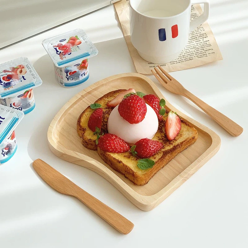 

Wooden Plate for Breakfast, Bread-shaped Tray, Dessert Tray, Japanese Style