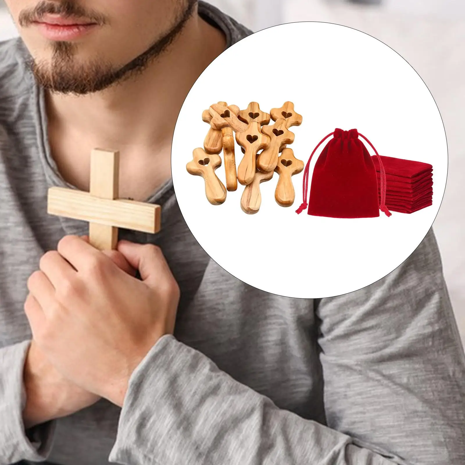 الصلبان الجيب الصغيرة باليد الصليب قلبي للصلاة تتشبث عيد الميلاد #4