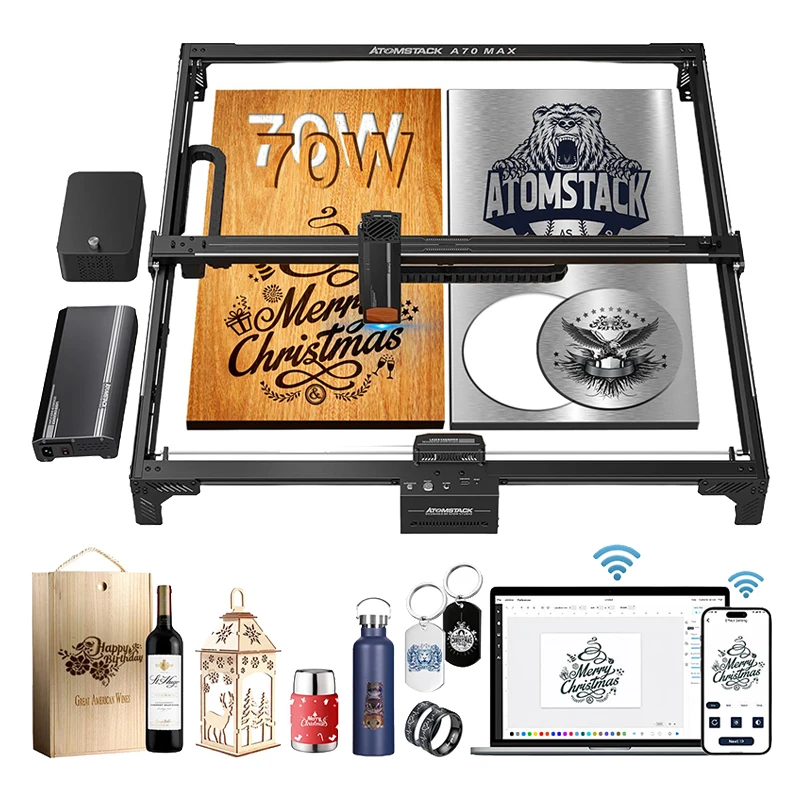 

ATOMSTACK A70 Max Laser Engraving Cutting Machine 70W/35W Switchable 800*850mm400mm/s One-Click Auto Focus Professional Engraver
