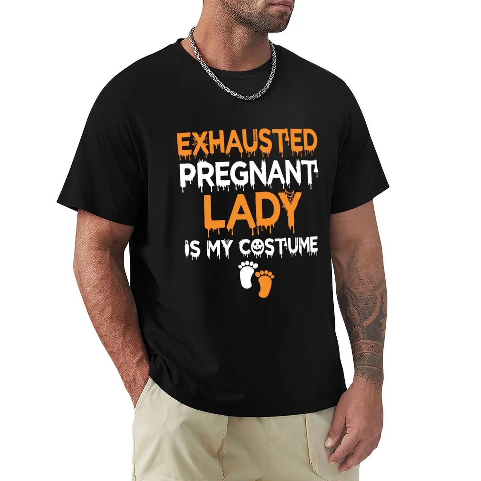 

Exhausted Pregnant Lady Is My Costume Halloween Pregnancy Gift T-Shirt Abstract Pattern Print Top