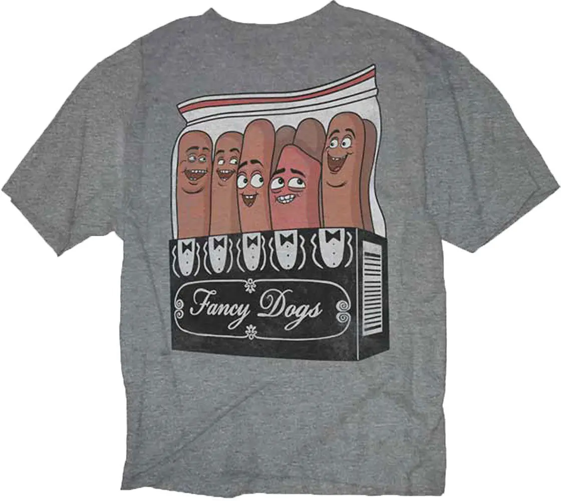 Official Sausage Party Fancy Dogs Group Adult T-Shirt -Comedy Movie Seth Rogen Men's Clothing Short Sleeve Tops