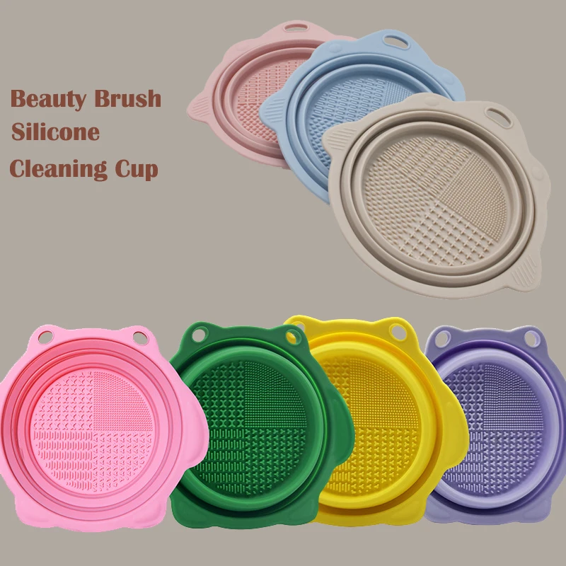 

Silicone Makeup Brush Cleaner Folding Powder Puff Cleaning Bowl Eyeshadow Brushes Washing Soft Mat Beauty Tools Scrubber Box