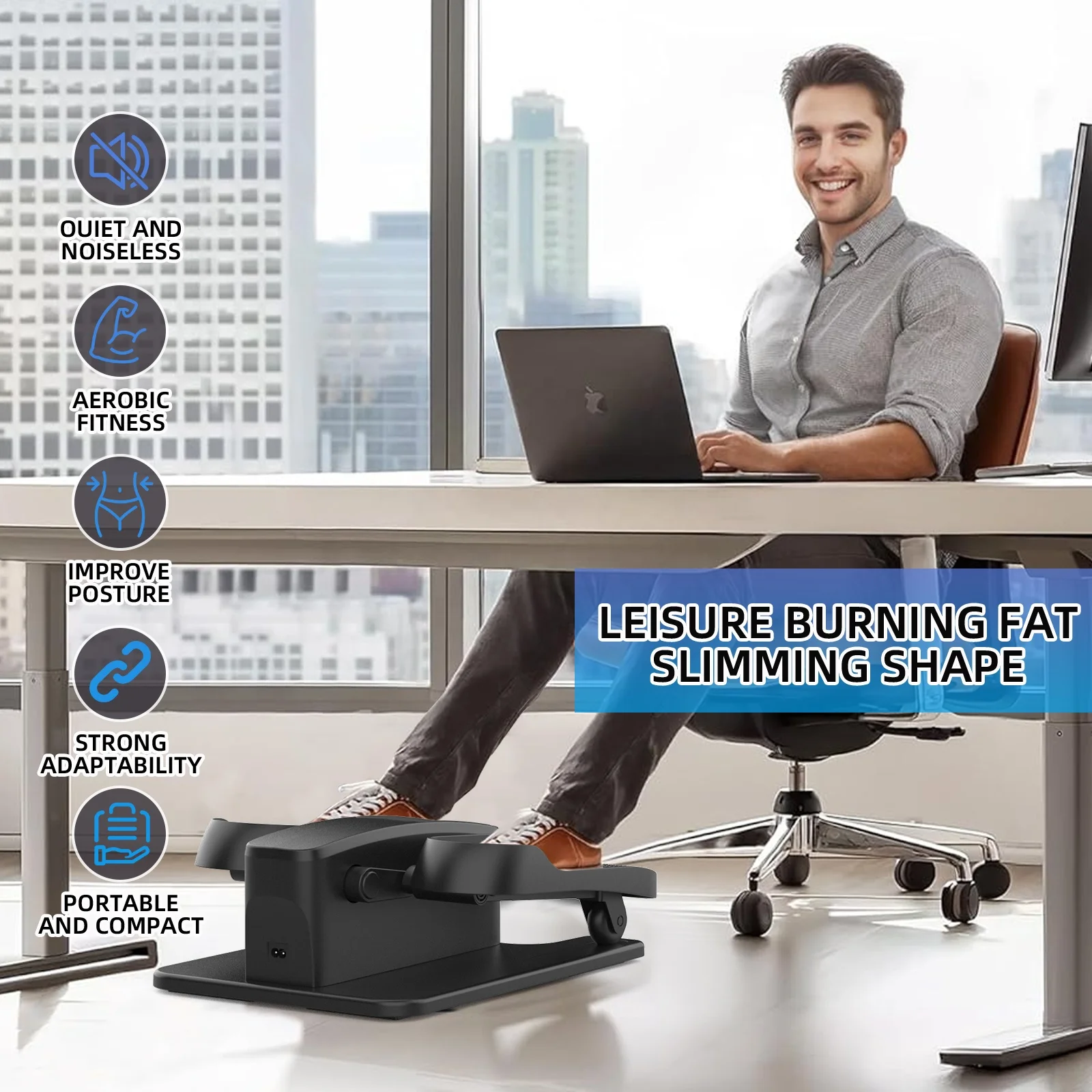 

2026 Portable Electric Under Desk Elliptical Trainer Home Leg Exercise Gear