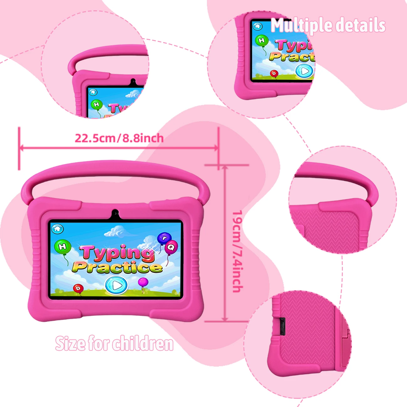 The Latest 7inch Android Tablet Computer, Android Operating System, Equipped with Dual Cameras, Built-In Love Dolls and Other Learning Software, Supports Wifi and Bluetooth, with Anti-Fall Shell, with Parent Control Software, Learning, Education, Entertainment, Best Children Gifts, Blue and Red.