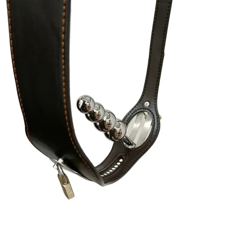 Leather T-shaped Adjustable Chastity Belt for Women BDSM Wearable Female Masturbator Panty Lock Sexy Toy 3
