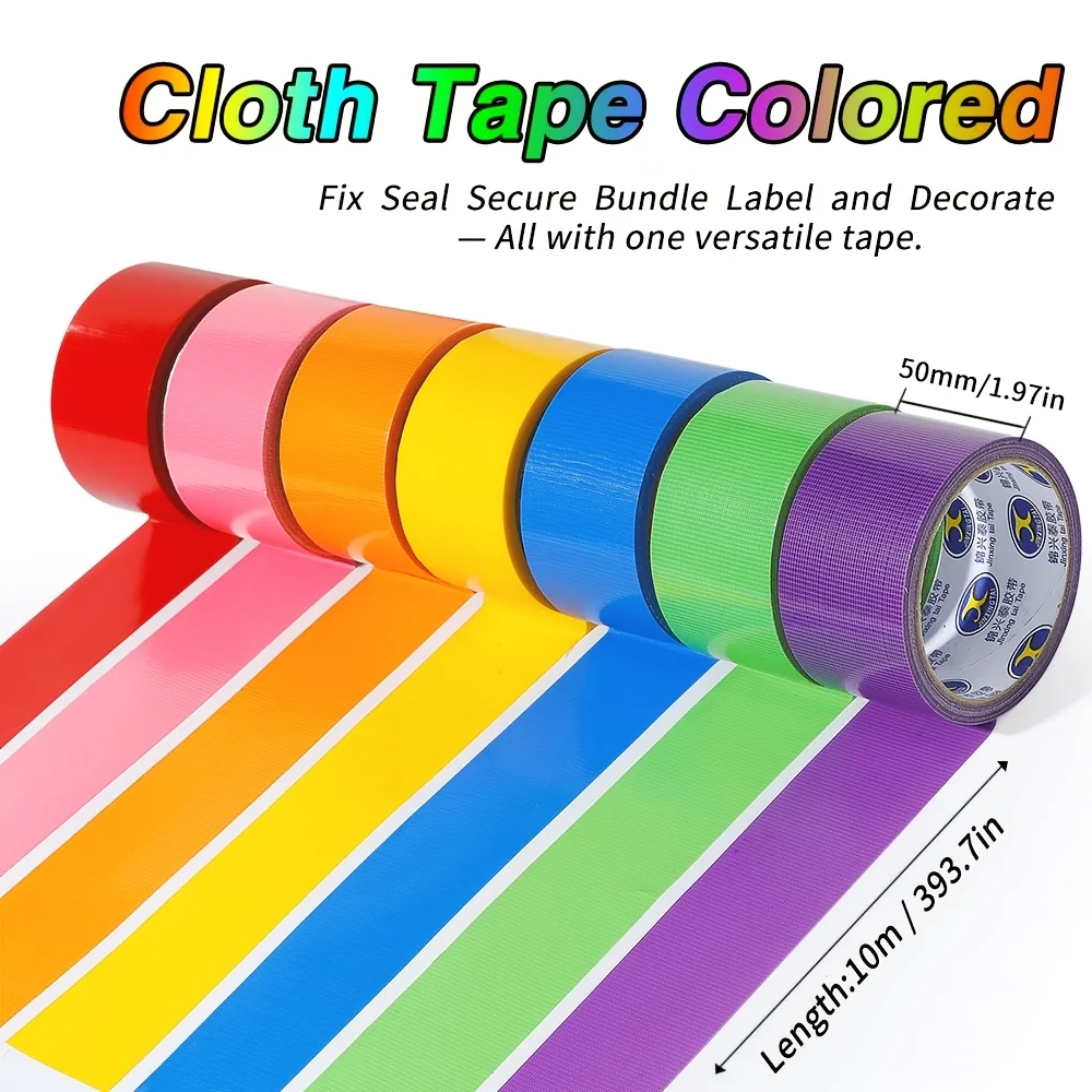 8 rolls Heavy Duty Colored Duct Tape, Strong Adhesive Tear-Resistant Multi-Purpose Tape for Home Repair, DIY Crafts & Party