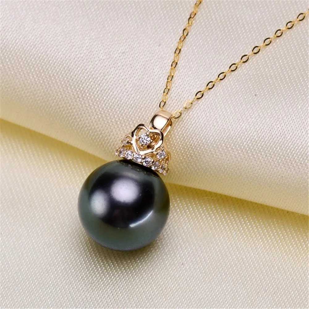 

DIY Accessories G18K Gold Pendant Empty Support Crown Pearl Pendant Necklace Empty Support Can Be Equipped Fit 9-11mm G152