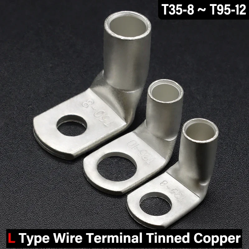 

Green Product1/5pcs Wire Terminal L-type Right Angle 90 Degree Bend Nose T35/50/70/95-6/8/10/12 Tinned Copper Crimp Connector Ca