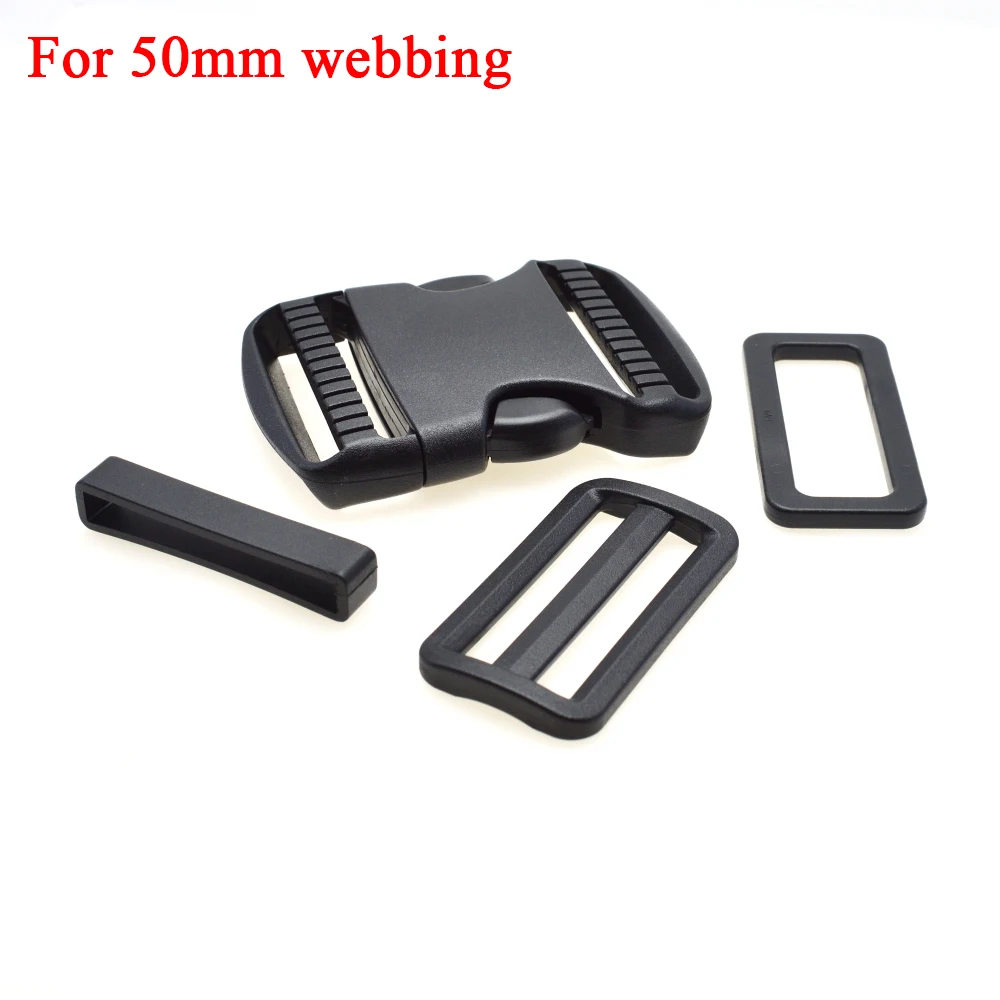 1 Set 20mm 25mm 30mm 38mm 50mm Plastic Slider Adjustable Rectangle Ring Belt Loop Curved Side Release Buckles For Paracord