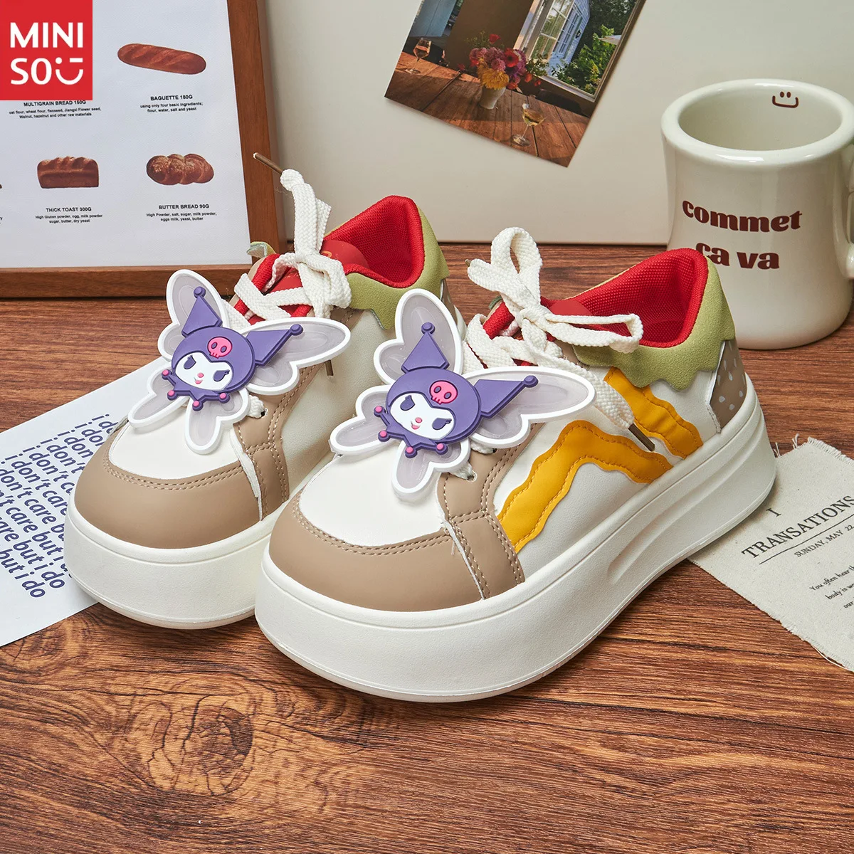 

Miniso 2025 г., низкие повседневные туфли для девочек Kuromi, детские туфли на плоской подошве для больших детей, осенняя новая школьная мода с героями мультфильмов