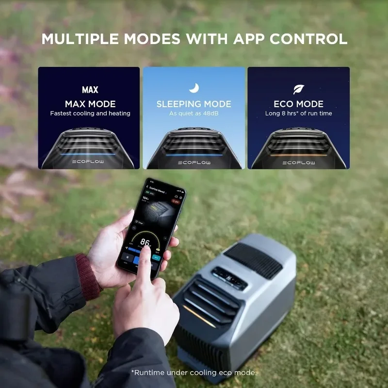 EF ECOFLOW Wave 2 เครื่องปรับอากาศเคลื่อนที่, เครื่องปรับอากาศแบบพกพาพร้อมความร้อน, เครื่องปรับอากาศแบบพกพาสําหรับตั้งแคมป์เต็นท์กลางแจ้ง