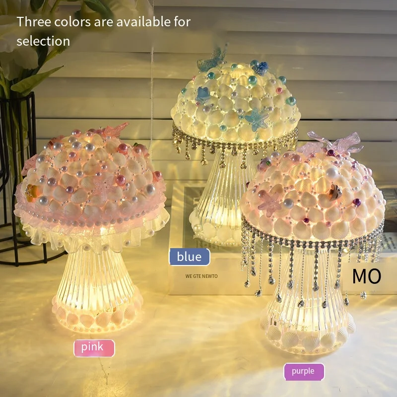 New DIY Ocean Shell Jellyfish Lamp Craft Kit - Fun Kids Night Light Creative Handmade Toy Set with Glowing Accessories