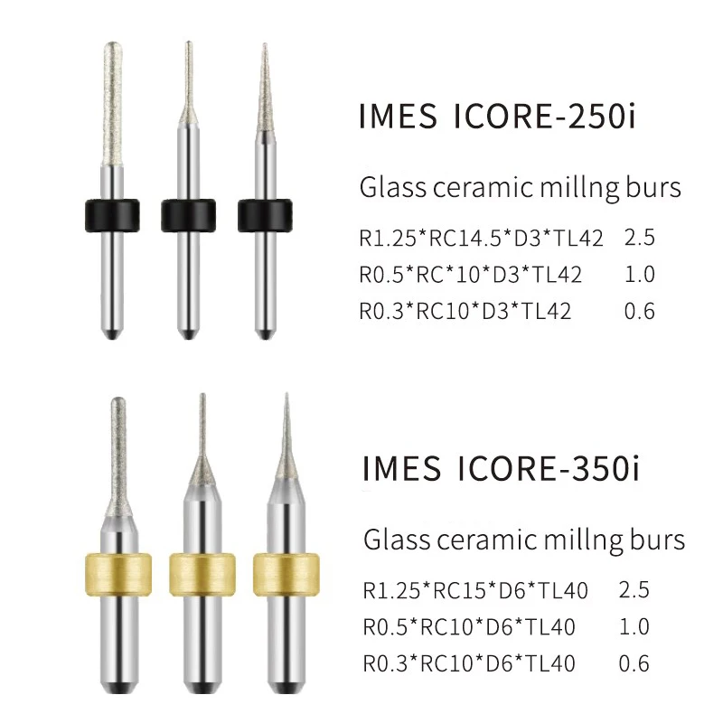 1PC Dental Lab Imes Icore 250i/350i Glass Ceramic Milling  CADCAM Cutters Shank 3mm,6mm