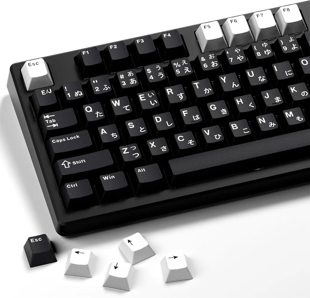 

Black Japanese Keycaps Double Shot PBT Keycap Set 146 Keys Cherry Profile WOB Keycaps Fit for Cherry Gateron MX Switches Mecha