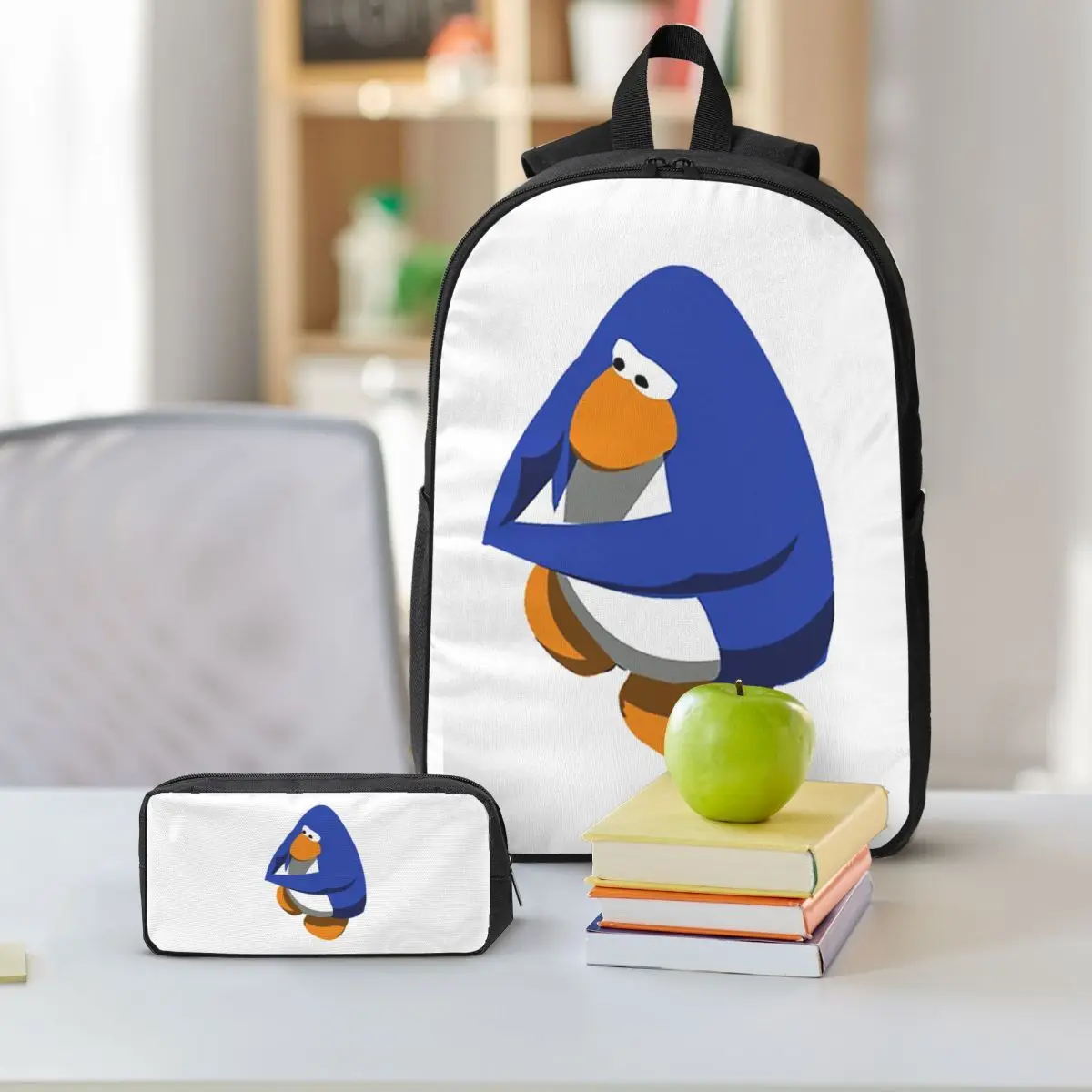 Club Penguin BOI Backpack Student Boys Girls BookBag School Bag Computer Shoulder Bags 3ps Insulated Lunch Bag Pencil Case