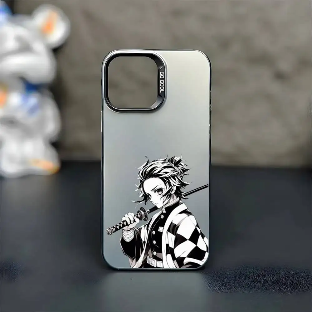 Etui na telefon Tanjiro Demon Slayer do iPhone'a 16, 15, 14, 13, 12, 11, Mini, Pro, MAX, czarne, matowe, odporne na wstrząsy.