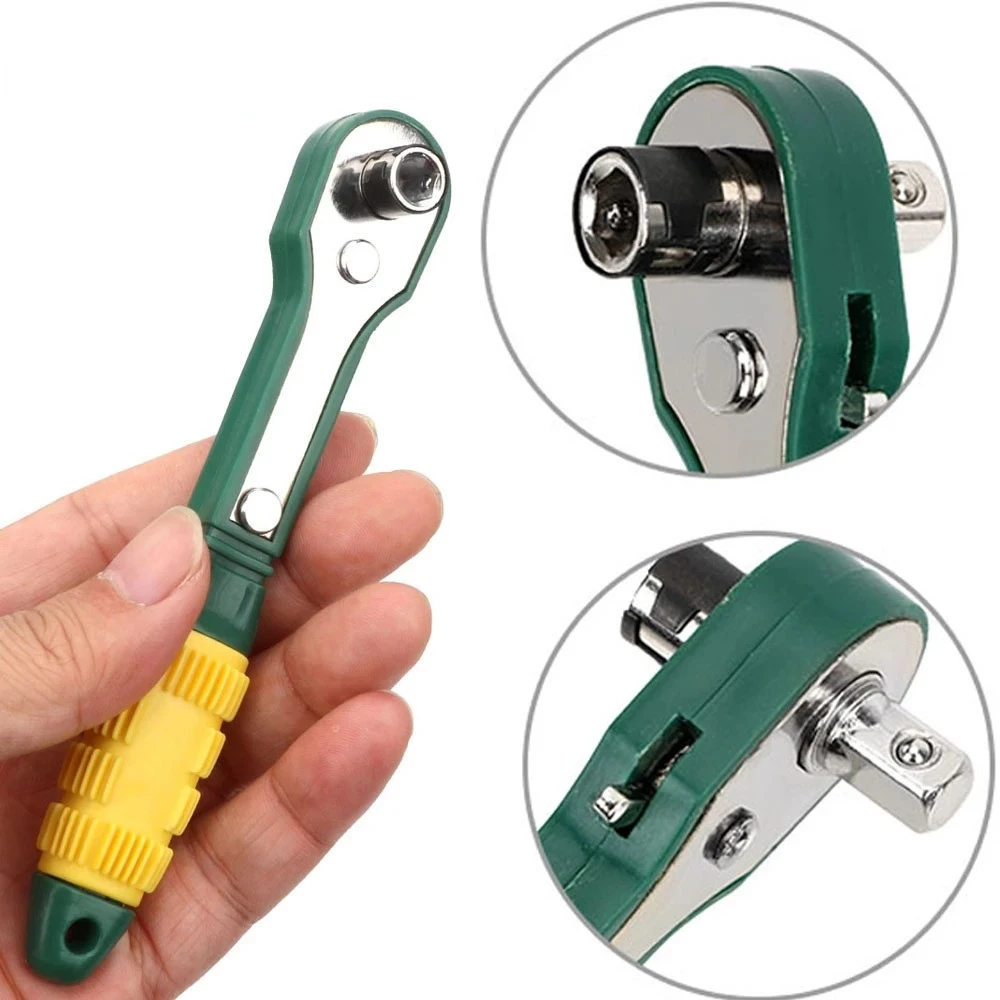 High Torque Adjustable Fast Ratchet Wrench Mini 1/4 Screwdriver Rod Quick Socket Wrench Tools 45 Steel + Plastic Repair Tools