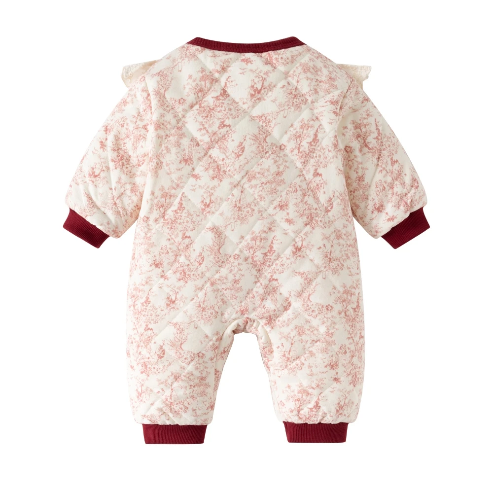 Ink Painting Winter Warm Newborn Baby Girl Rompers Cotton Toddler Girls Jumpsuits Clothes