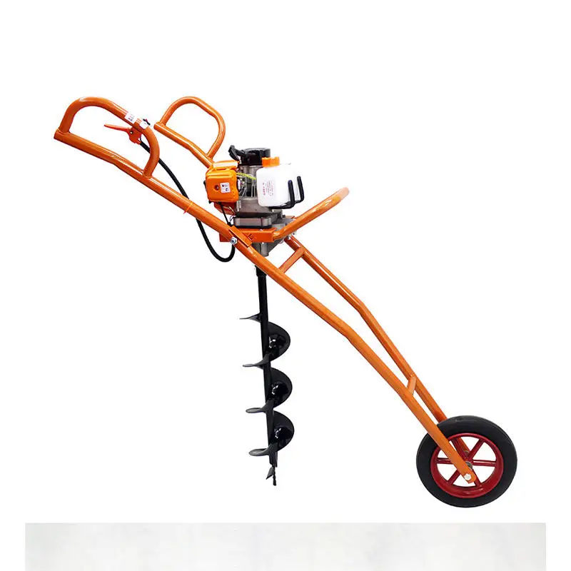 Garden Tools Earth Auger Machine Post Hole Digger 52cc 63cc 80cc earth auger drill power   for Tree Planting Roller Type