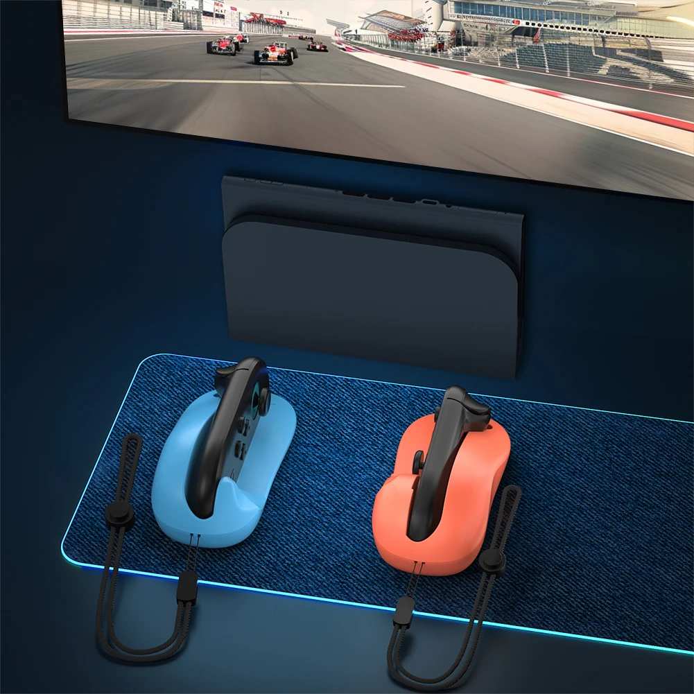 2Pcs Game Controller Mouse Base with Lanyard Left+Right Controller Bracket Stand Holder Ergonomic Handle Stand Holder for NS2