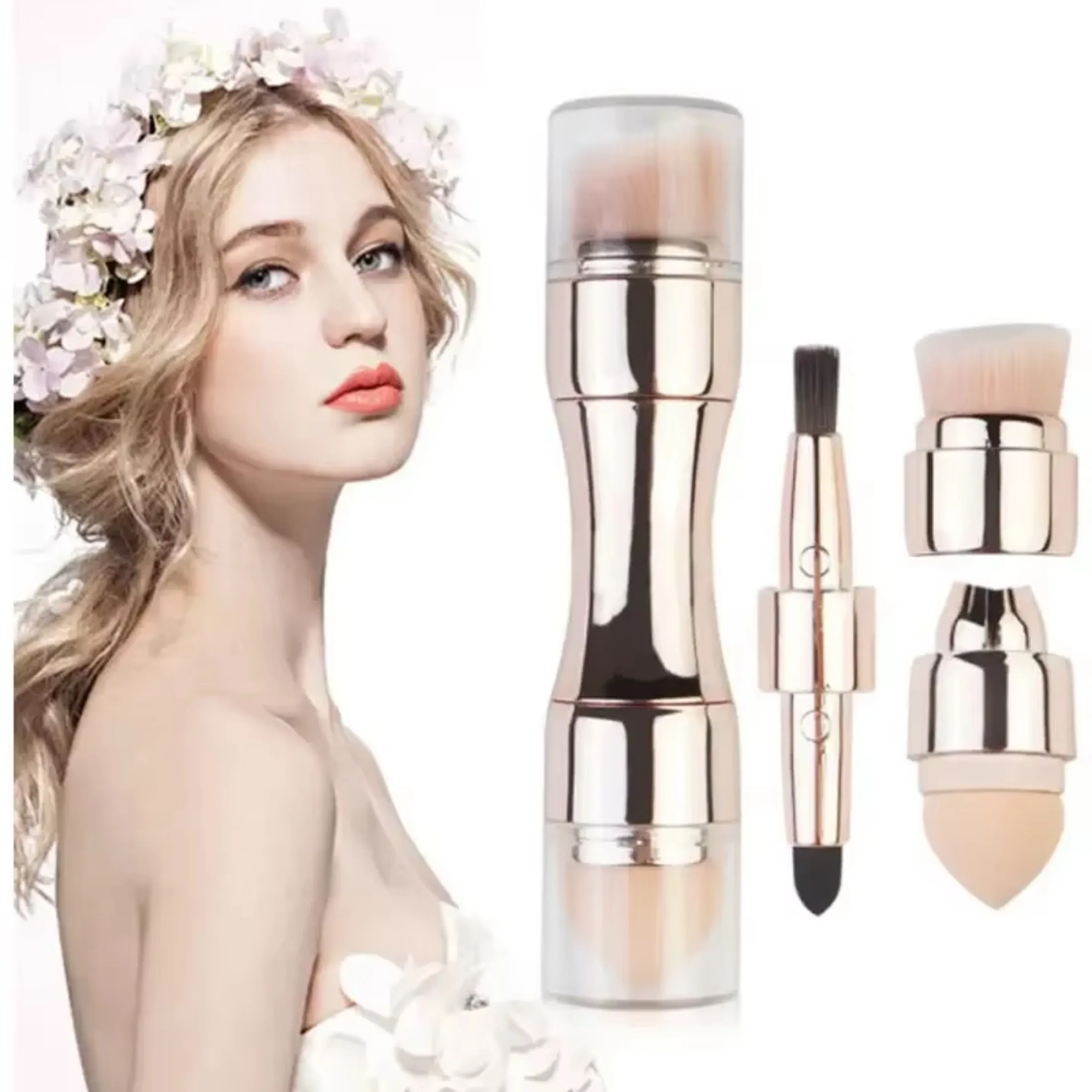 4 في 1 فرشاة ماكياج قابلة للسحب متعددة الوظائف الأساس الحاجب الظل كحل أحمر الخدود فرشاة لمساحيق التجميل حجم السفر Maquiagem عدة