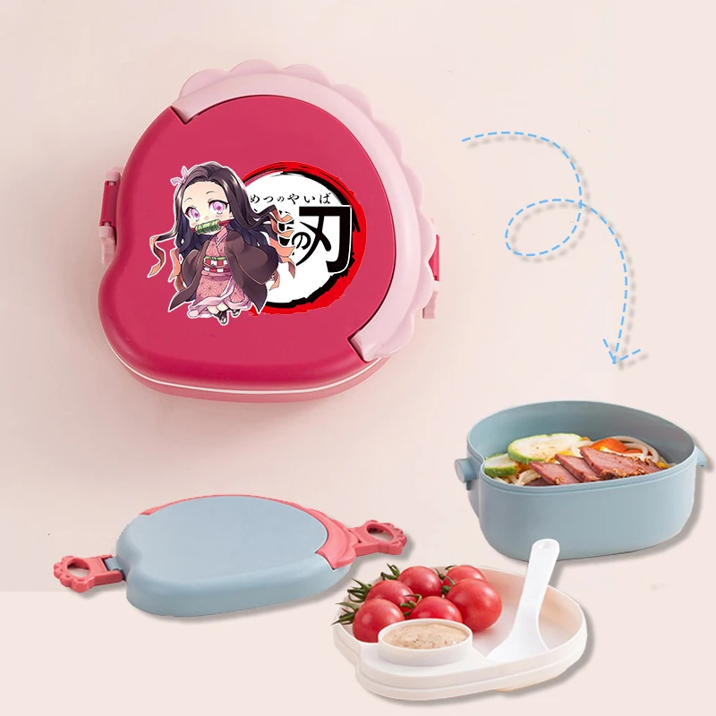

New Demon Slayer Kimetsu No Yaiba Lunch Box Cartoon Anime Patterns Lunch Case Student Portable Large Capacity Picnic Bento Boxes