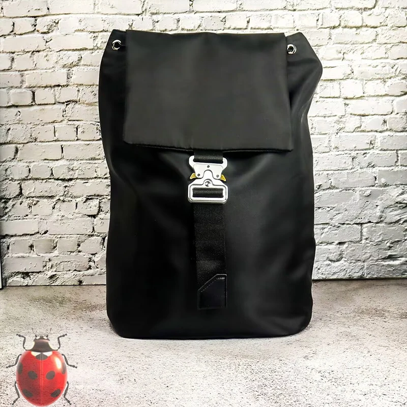 

1017 ALYX 9SM Flap Drawstring Black Backpack Men Women Four Seasons Outdoor Knapsack