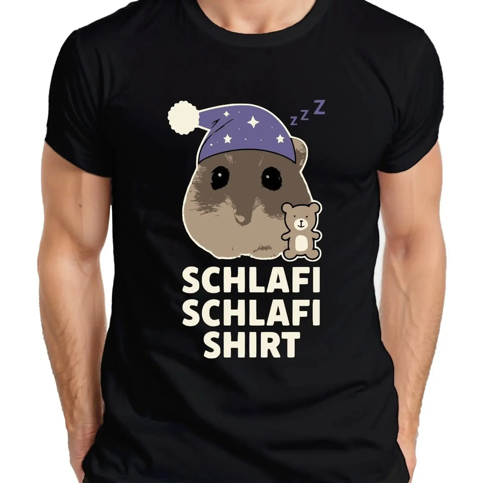 Schlafi Hamster Nachtmütze Teddy süß Schlafmütze Meme Herren T Shirt vintage Washed Soft designer clothes Casual Versatile