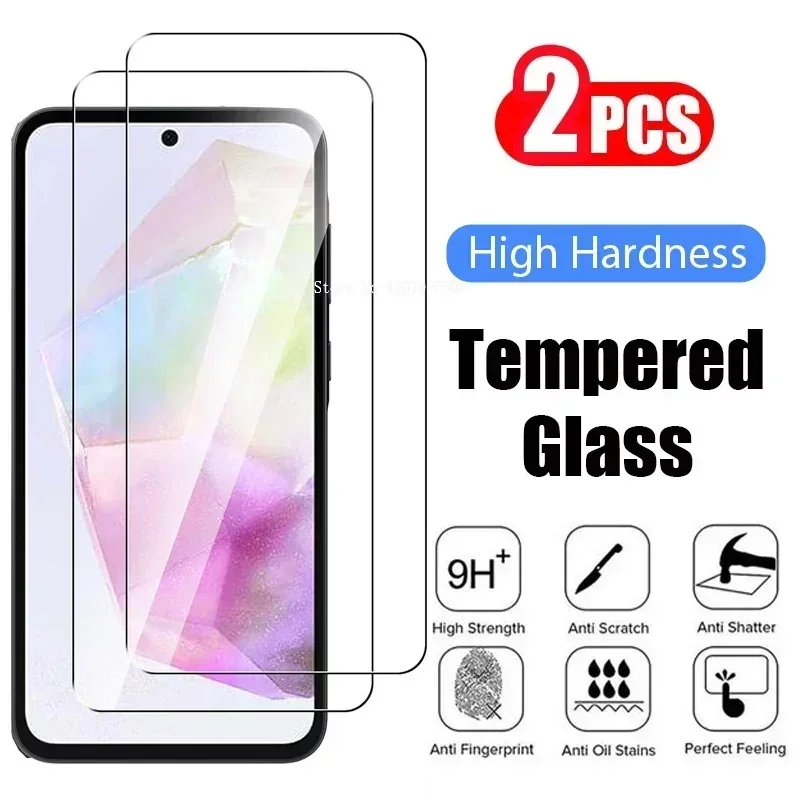 2Pcs Premium Tempered Glass for Samsung Galaxy A55 A35 A25 A15 A05S 5G Tempered Glass Film for Samsung C55 M55 M15 A54 A34 Glass