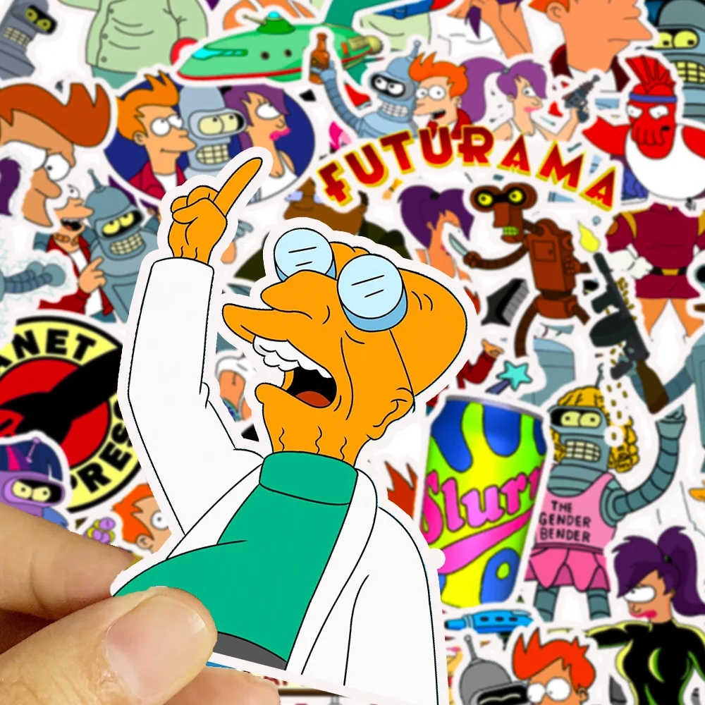 50Pcs Futurama Stickers for Mobile Phones Computers Refrigerators Bicycles Cars Helmets Birthday Parties Christmas Halloween