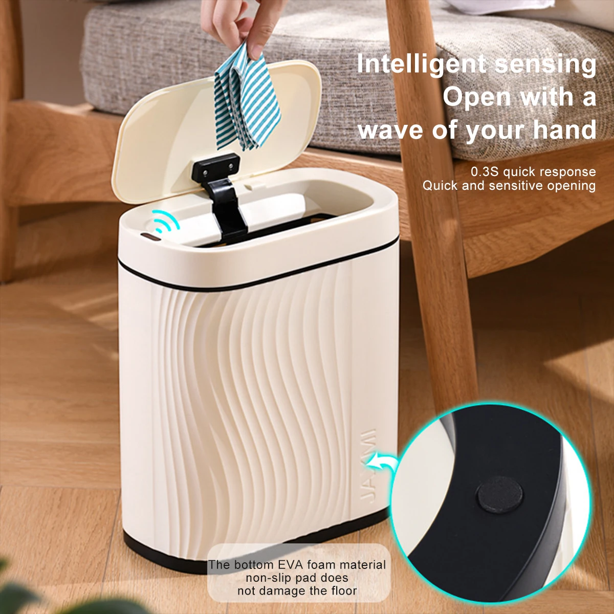 

Smart Trash Can with Cover, Automatic Induction, Large, Waterproof, Electric, Kitchen, Bathroom, Household