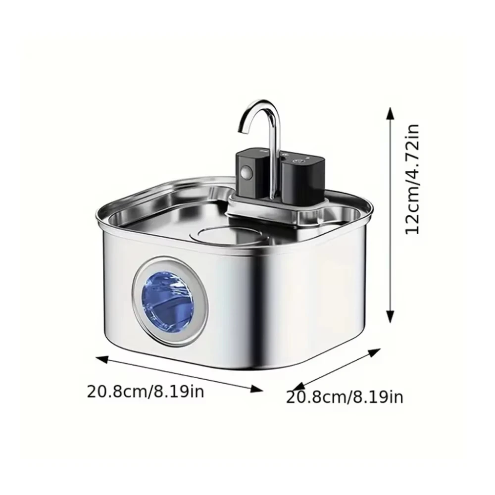 3L Smart Cat Water Fountain Wireless Automatic Induction Pet Water Dispenser Stainless Steel Cordless Rechargeable gallery 5