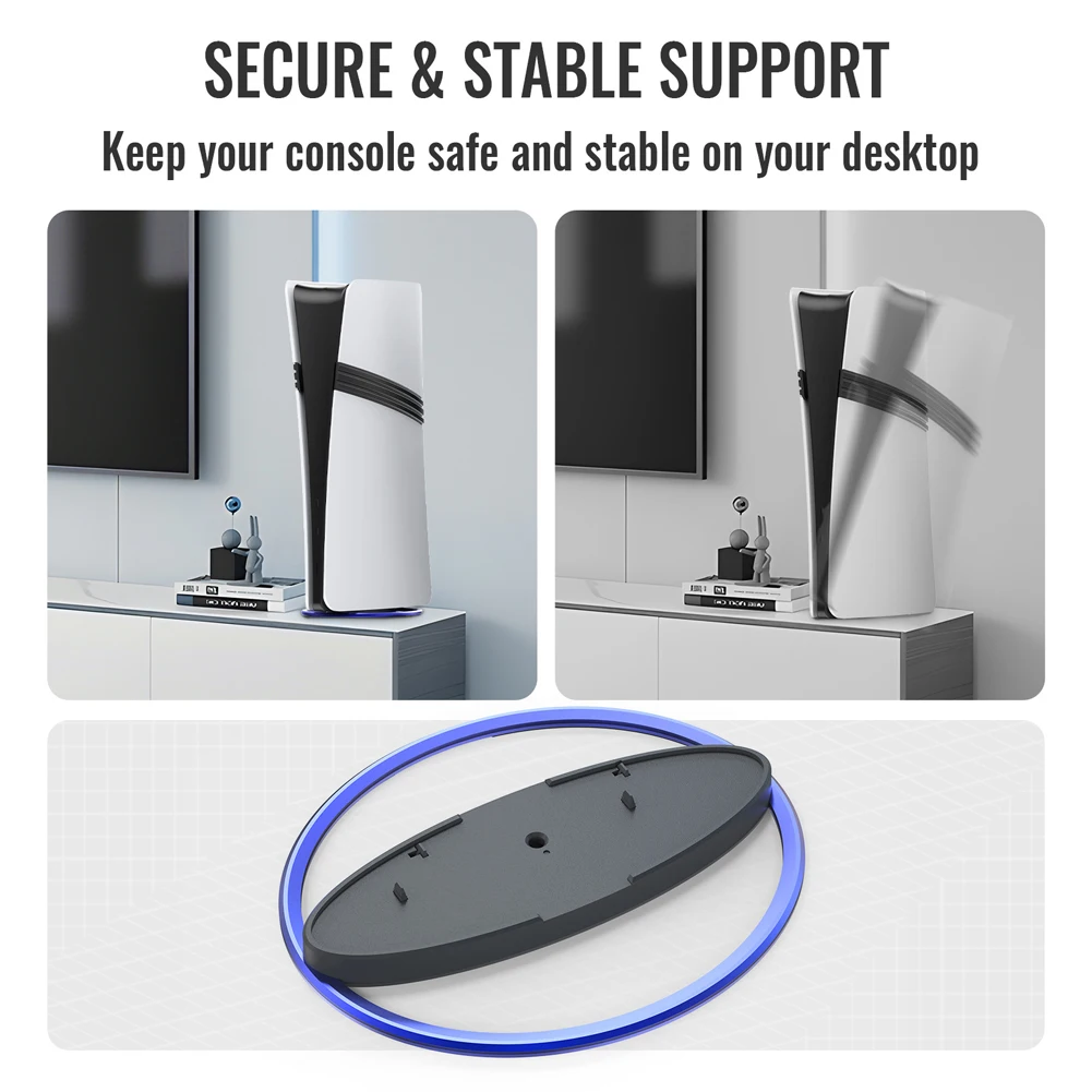 Portable Metal Vertical Stand Game Console Host Stand Anti-Slip Base Holder Base Stand Replacement for PS5 Pro/PS5 Slim/PS5