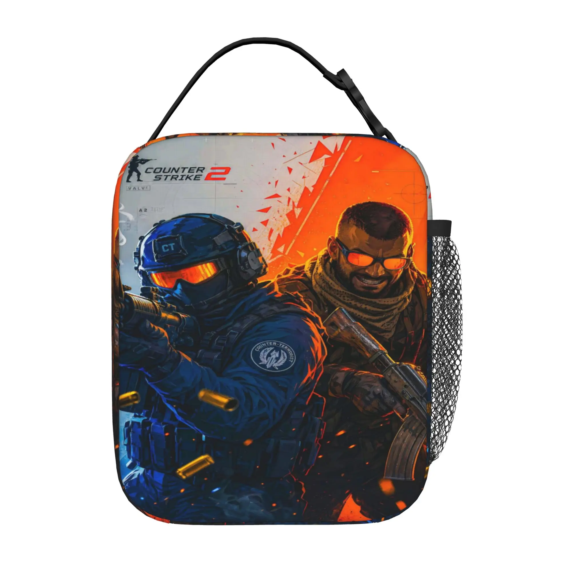 Picnic Bag Counter Strike 2 Soldiers Battle Poster Zipper Closure Super Quality Portable Food Storage Lunch Bag