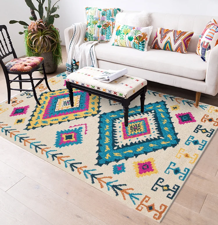 Casual Boho Multi-colored Geometric Ethnic Style Bedroom Kitchen Living Room Floor Mat Rug Bedroom Decoration 200X300CM