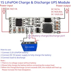 LiFePO4 3.6V Charger for 32140 32700 18650 Batteries with Discharge UPS Module, DC Boost Converter