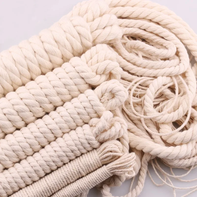 1-100M Macrame Cord 1-20mm naturalna bawełna Twisted Macrame sznurek linowy DIY Craft Knitting Making Plant wieszaki ścienne