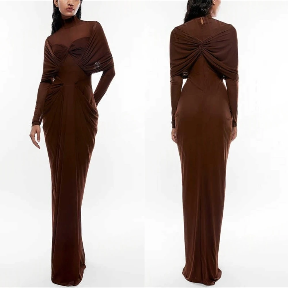 

Customized Luxury Jersey Evening Dress Delicate Long Sleeves High Collar Prom Dresses Temperament Mermaid Special Occasion Gowns