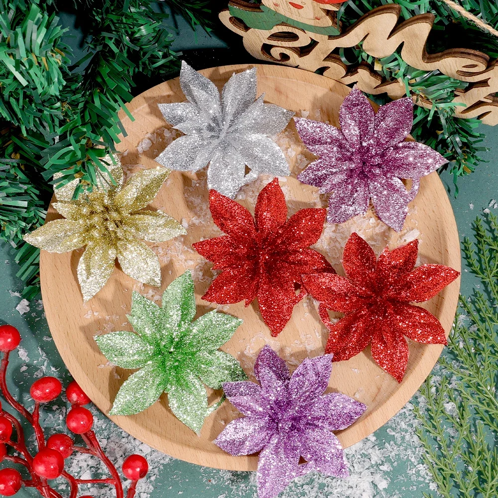 شجرة عيد الميلاد الاصطناعية شنقا الحلي ، الزهور وهمية ، لمعان ، الذهب ، الفضة ، السنة الجديدة ، هدية محاكاة